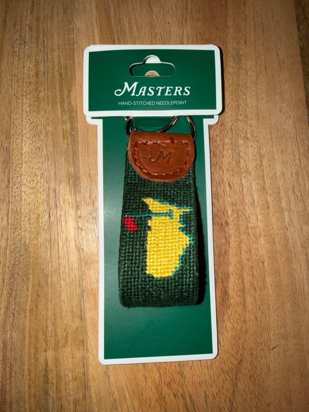 Masters 2026 Needlepoint Key Fob in Dark Green with Masters logo